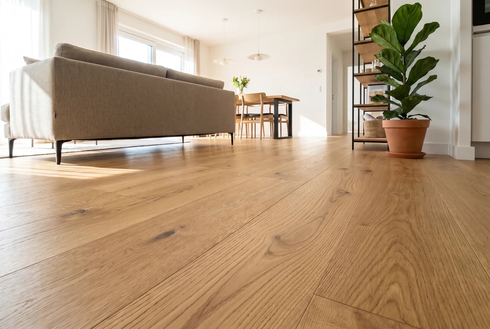 Oak engineered wood flooring in an interior